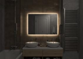 Зеркало LED Континент Trezhe 120x70 см с ореольной теплой подсветкой и Б/К сенсором